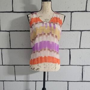 GUESS Colorful Sheer Top Sz S